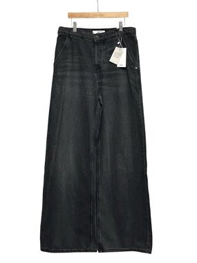 MNG Mango Alexa Black Wide Leg Baggy Jeans Washed Black Contemporary Size 6
